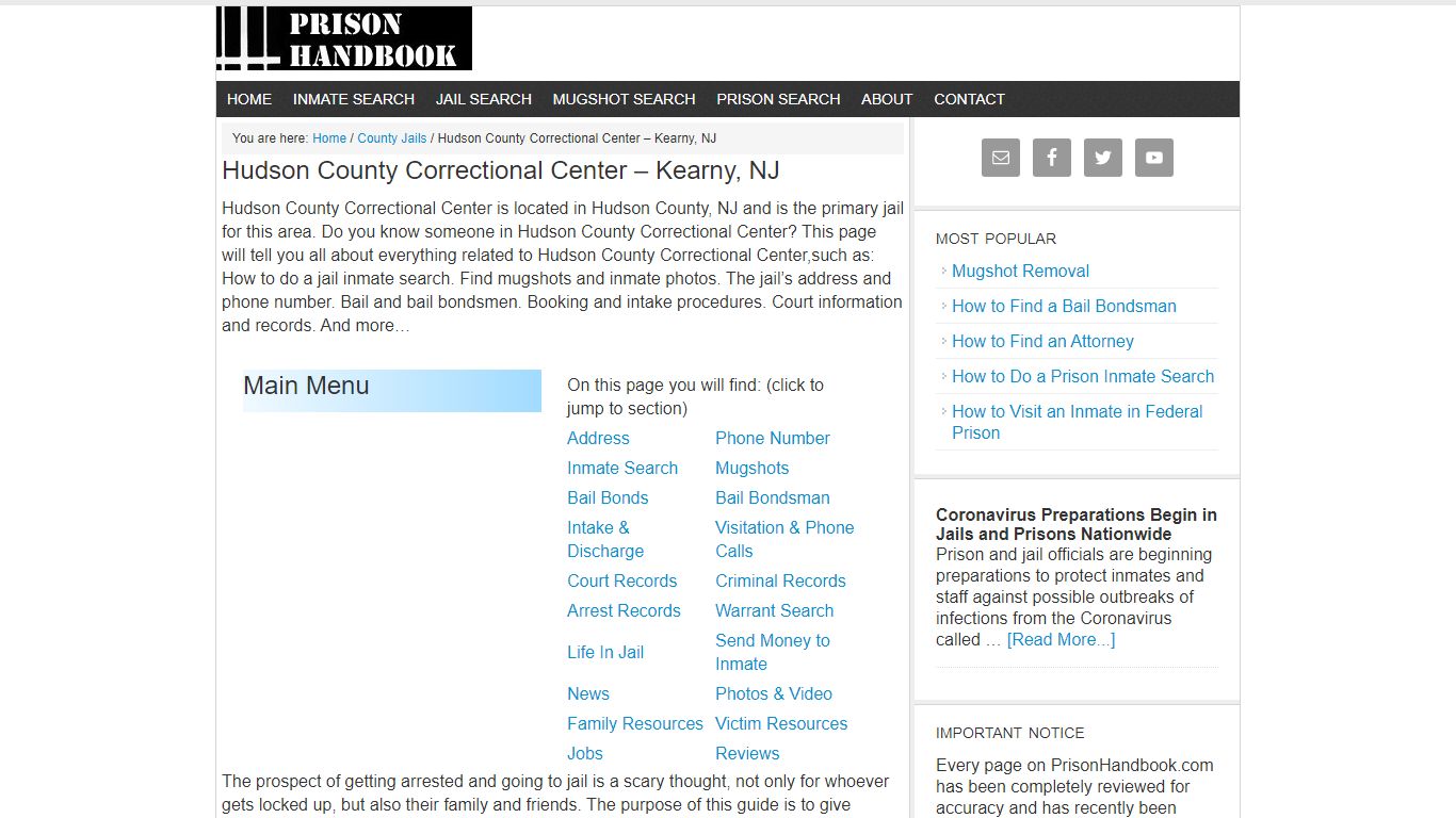 Hudson County Correctional Center – Kearny, NJ - Prison Handbook